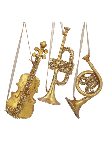 Gold Glittery Trumpet Hanging Decoration - Gisela Graham